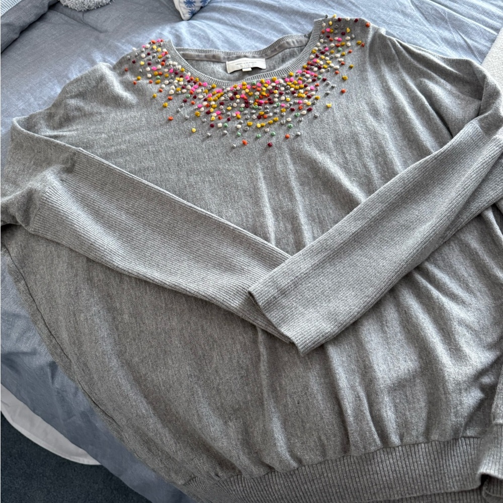 Anthropologie Angel of the North Confetti Pom Pom Sweater.